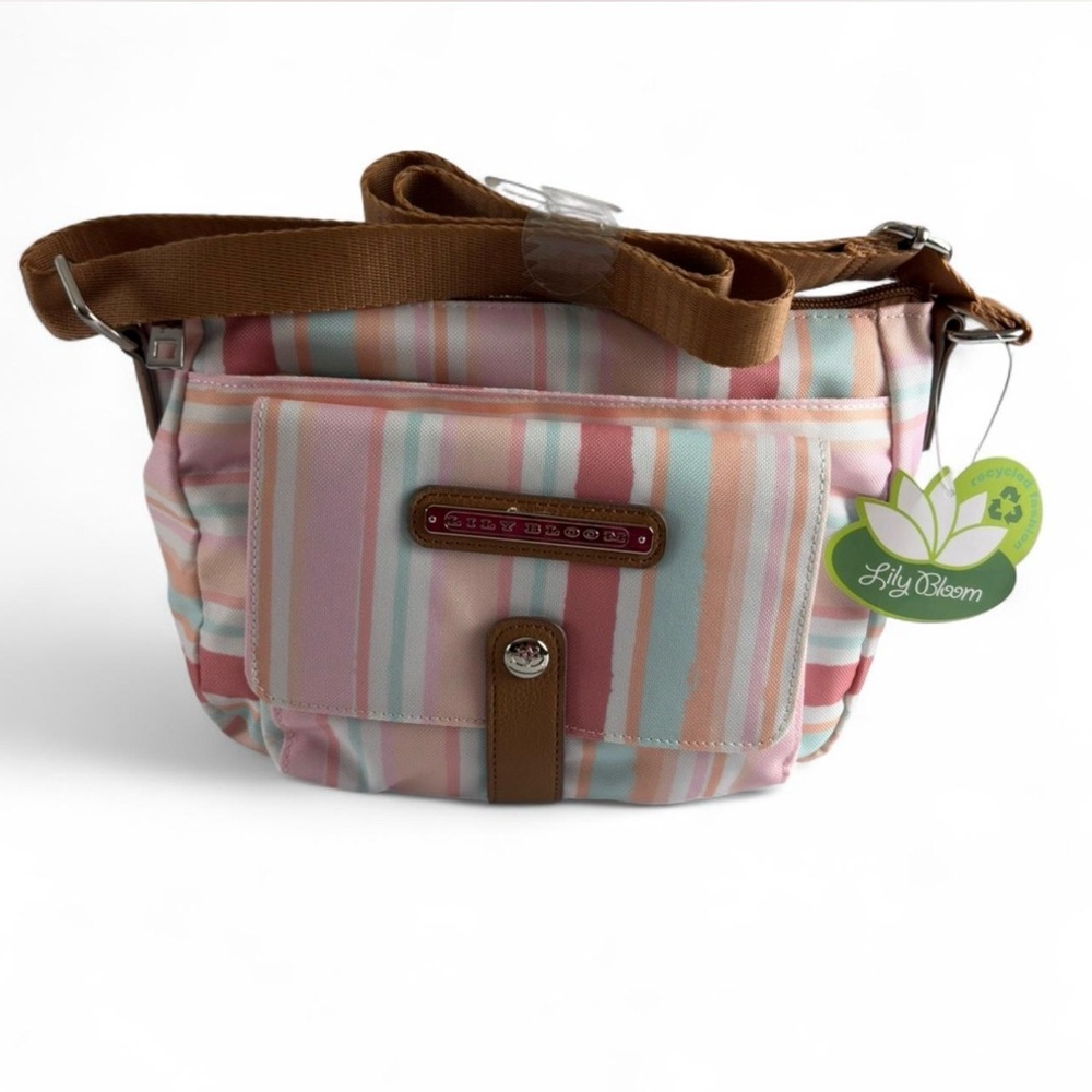 Lily Bloom Cristina Crossbody in the "Painted Stripe" pattern.